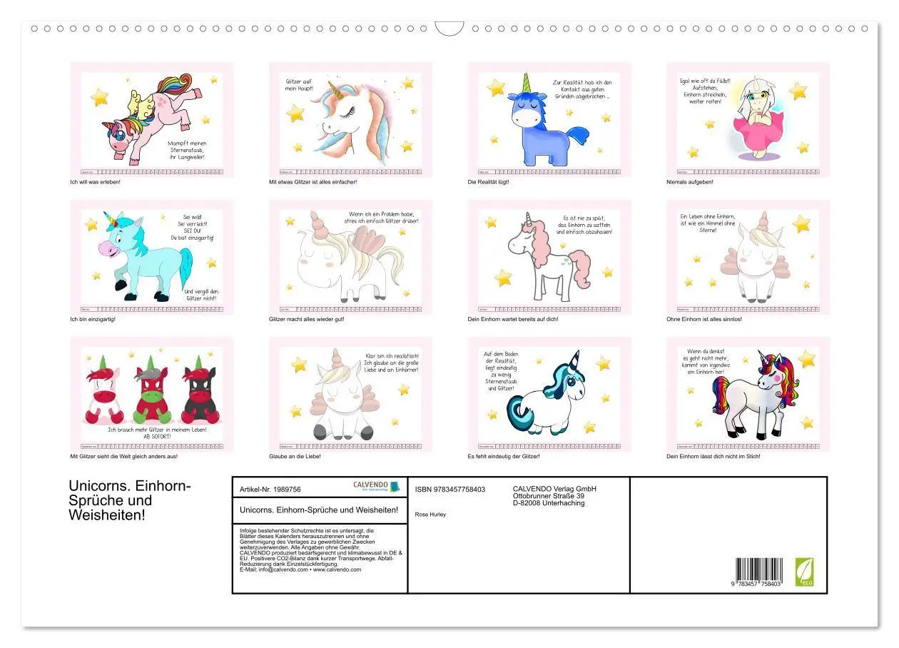 Bild: 9783457758403 | Unicorns. Einhorn-Sprüche und Weisheiten! (Wandkalender 2026 DIN A2...