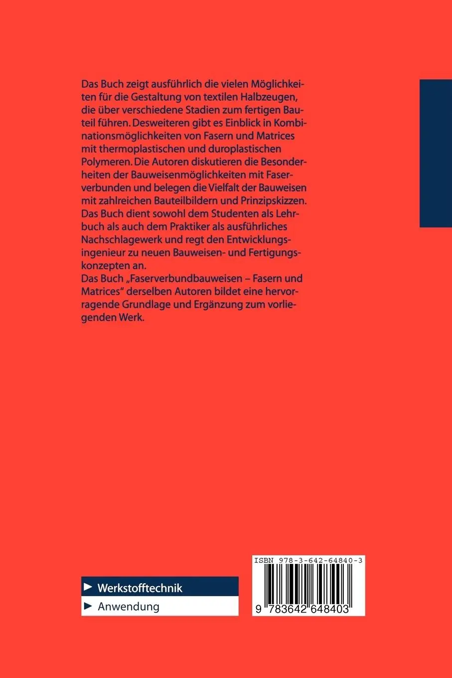 Rückseite: 9783642648403 | Faserverbundbauweisen | Halbzeuge und Bauweisen | Flemming (u. a.)