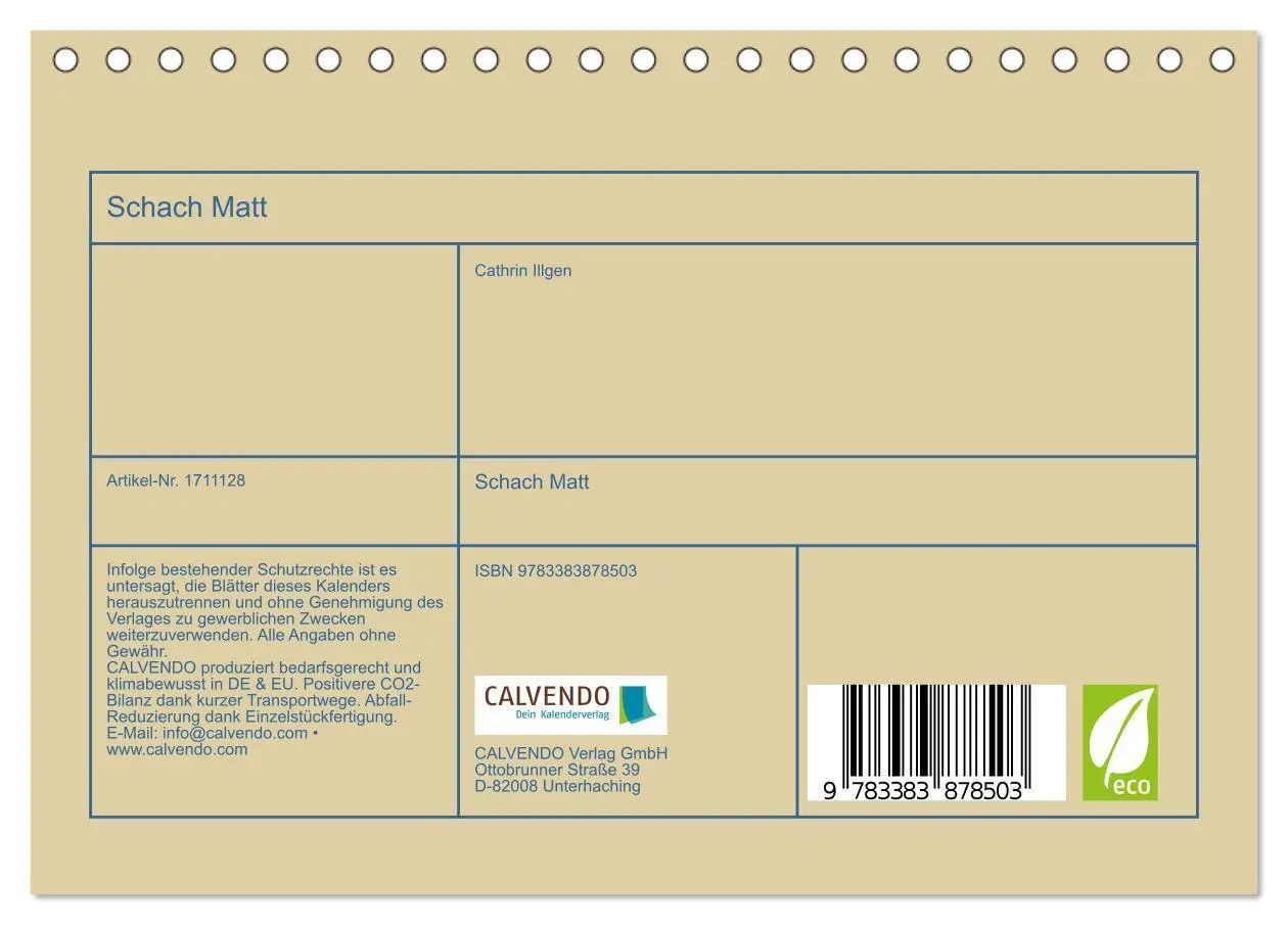Bild: 9783383878503 | Schach Matt (Tischkalender 2025 DIN A5 quer), CALVENDO Monatskalender