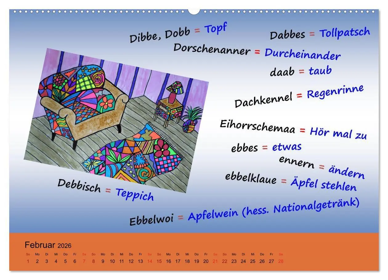 Bild: 9783457988503 | De Hessisch-Kalenner - hessisch babbele lerne in aam Johr...