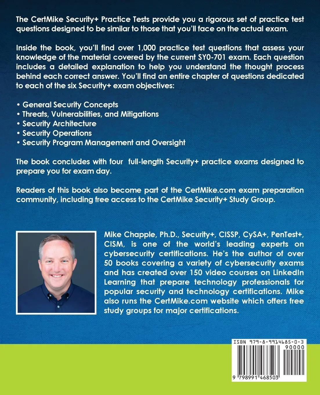 Rückseite: 9798991468503 | Security+ Practice Tests (SY0-701) | Mike Chapple | Taschenbuch | 2024