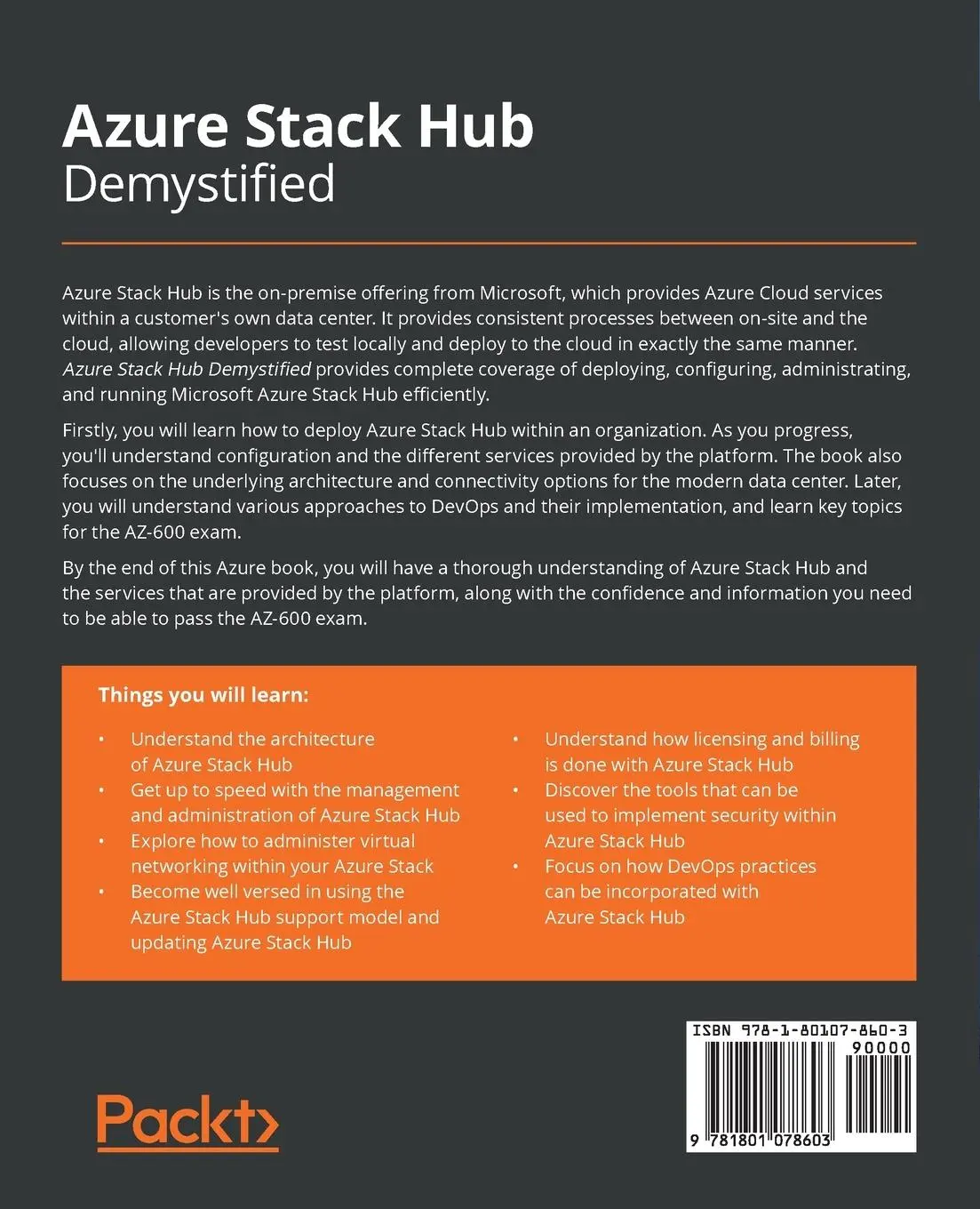 Rückseite: 9781801078603 | Azure Stack Hub Demystified | Richard Young | Taschenbuch | Englisch