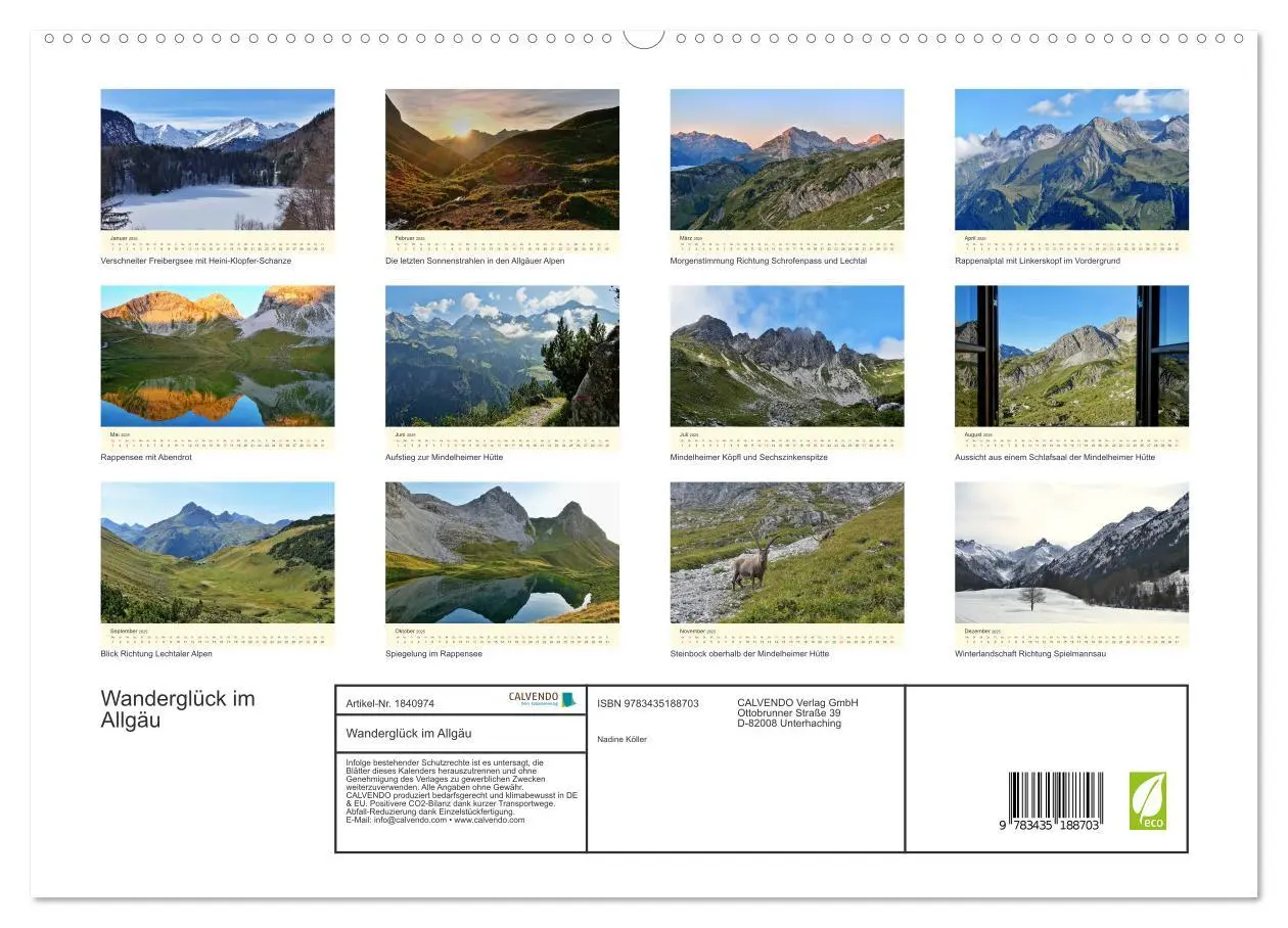 Bild: 9783435188703 | Wanderglück im Allgäu (hochwertiger Premium Wandkalender 2025 DIN...