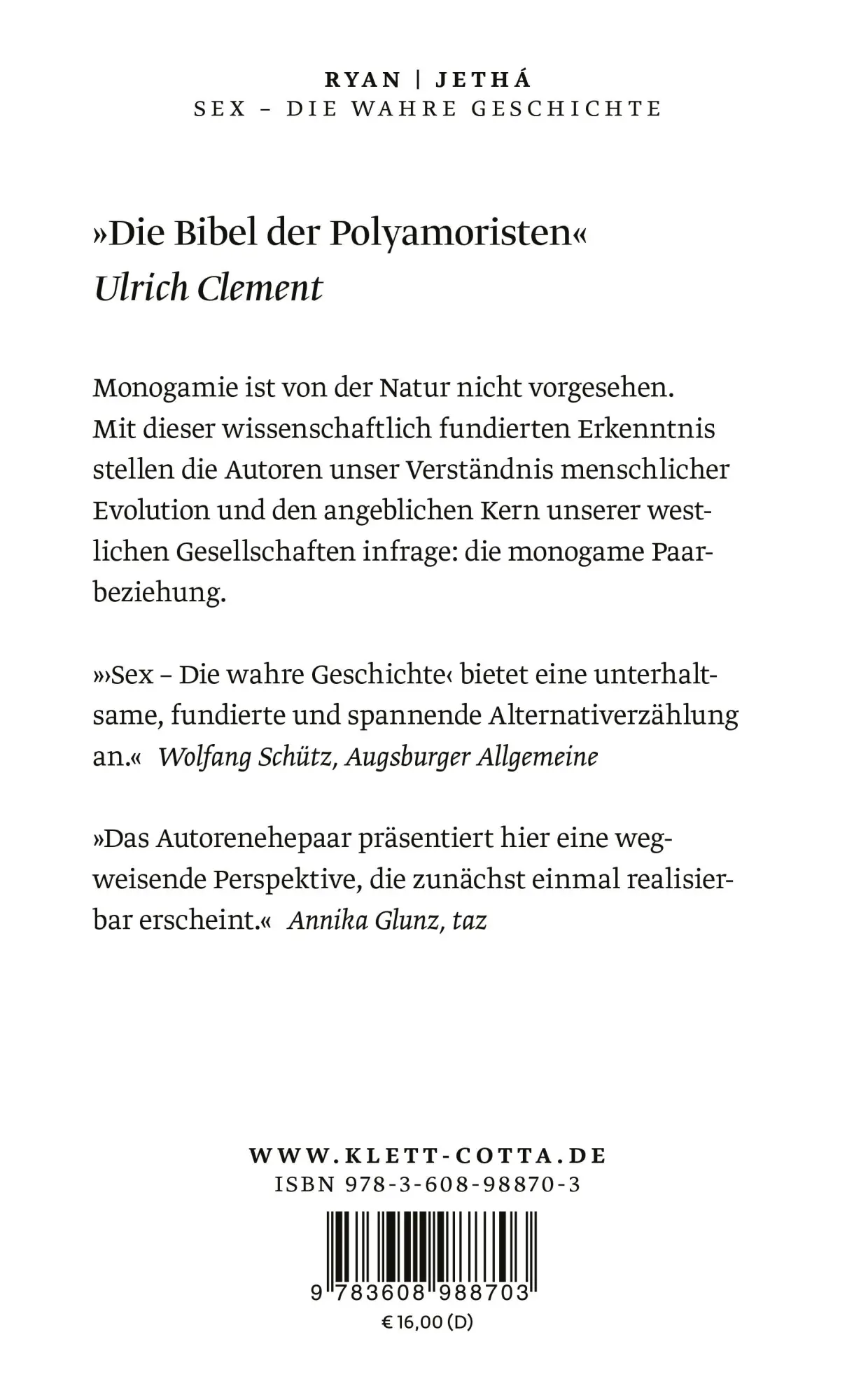 Rückseite: 9783608988703 | Sex - die wahre Geschichte | Christopher Ryan (u. a.) | Taschenbuch
