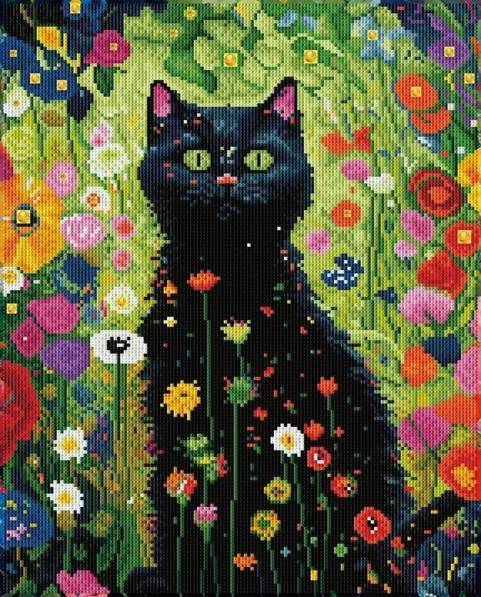 Cover: 4895225938803 | DIAMOND DOTZ - Diamond Painting Katze im Garten | Kit (Bastelset)