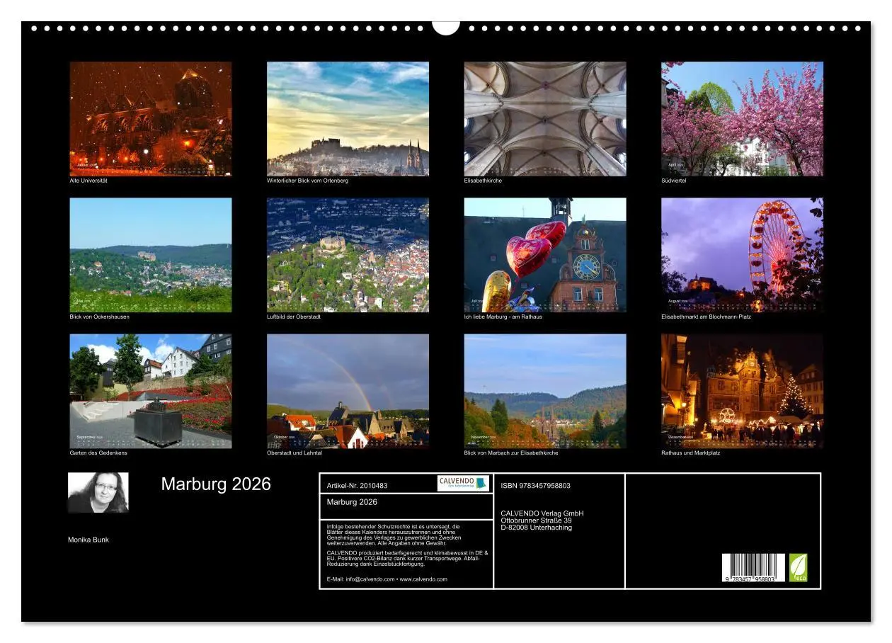 Bild: 9783457958803 | Marburg 2026 (Wandkalender 2026 DIN A2 quer), CALVENDO Monatskalender