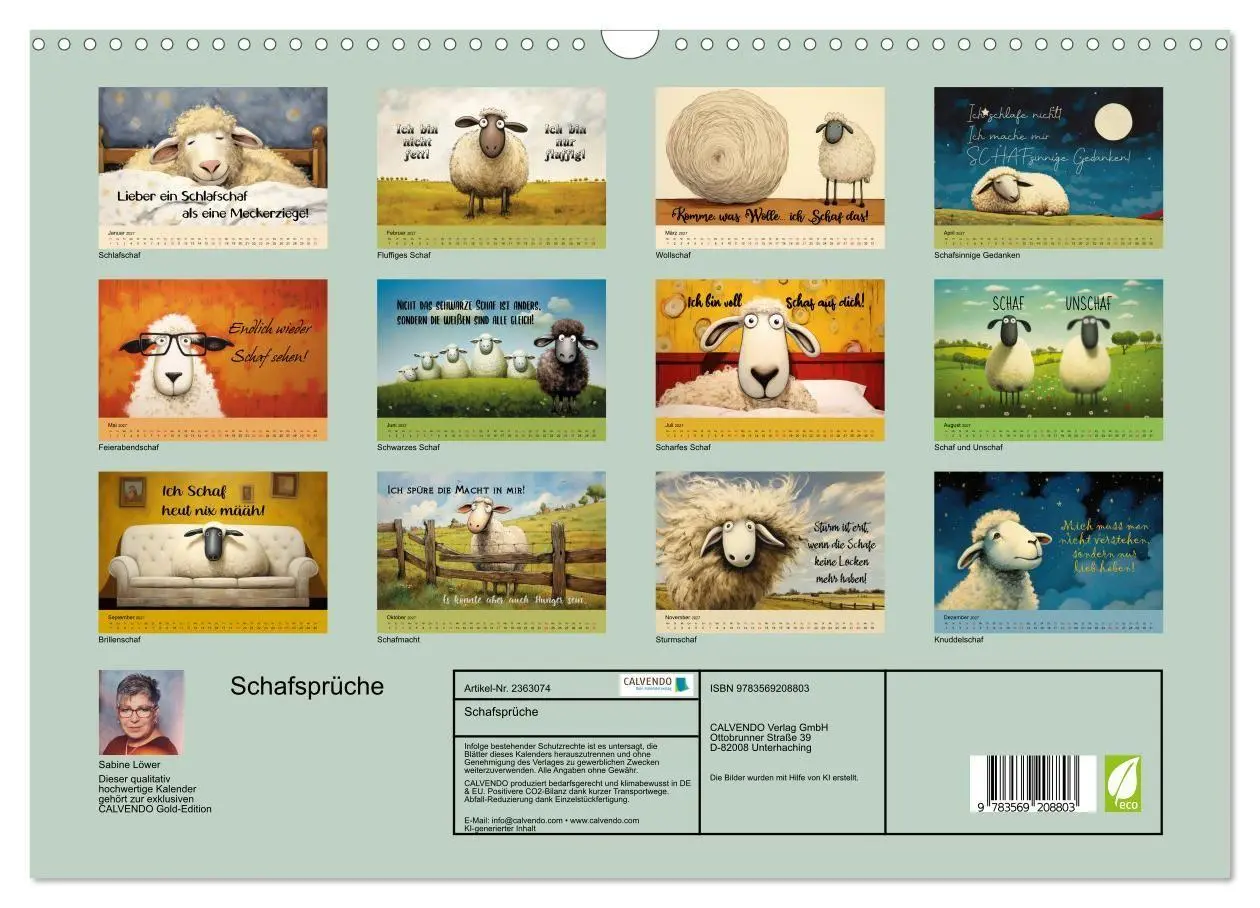 Bild: 9783569208803 | Schafsprüche (Wandkalender 2027 DIN A3 quer), CALVENDO Monatskalender