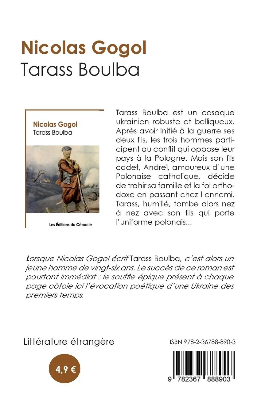 Rückseite: 9782367888903 | Tarass Boulba (édition de référence) | Nicolas Gogol | Taschenbuch