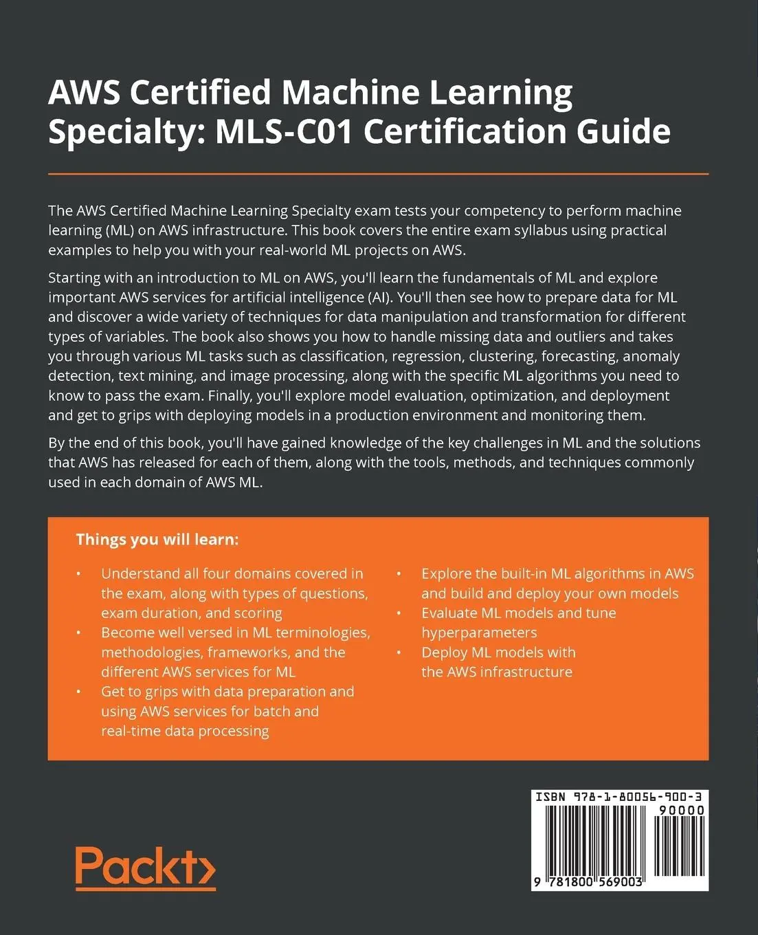 Rückseite: 9781800569003 | AWS Certified Machine Learning Specialty MLS-C01 Certification Guide