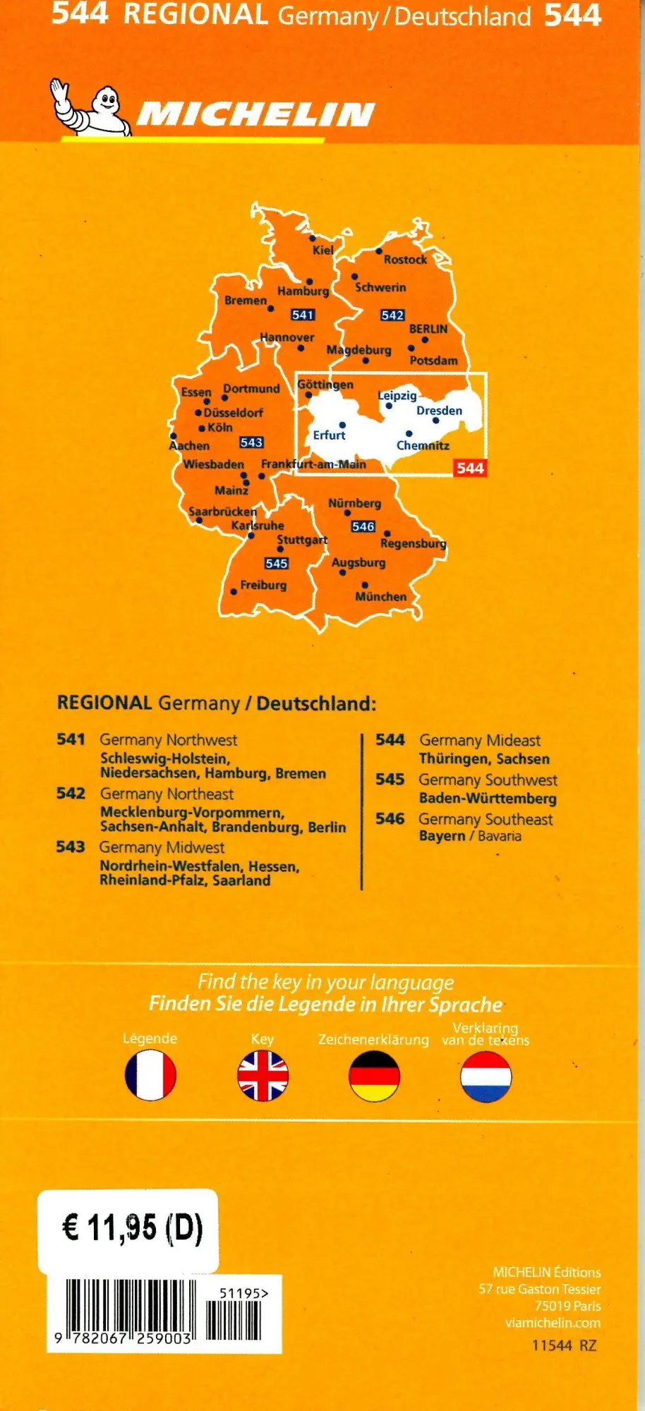 Bild: 9782067259003 | Michelin Thüringen, Sachsen | Straßen- und Tourismuskarte 1:300.000
