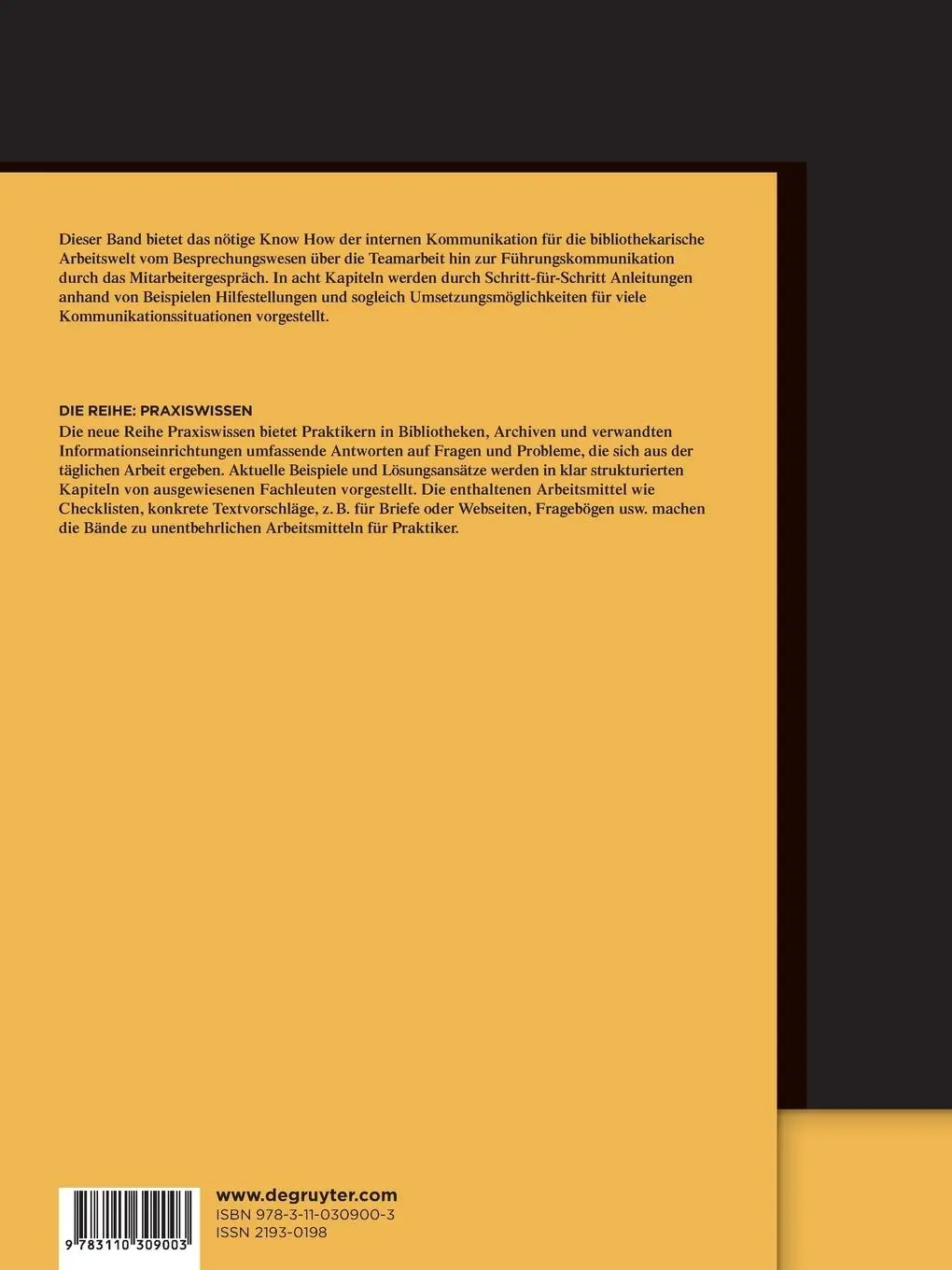 Rückseite: 9783110309003 | Interne Kommunikation in der Bibliothek | Christiane Brockerhoff | IX