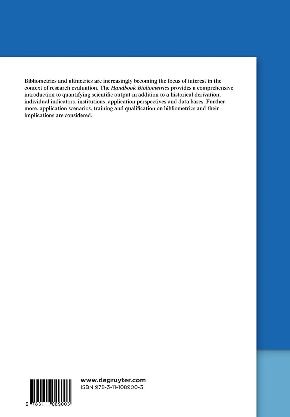 Rückseite: 9783111089003 | Handbook Bibliometrics | Rafael Ball | Taschenbuch | Paperback | XI