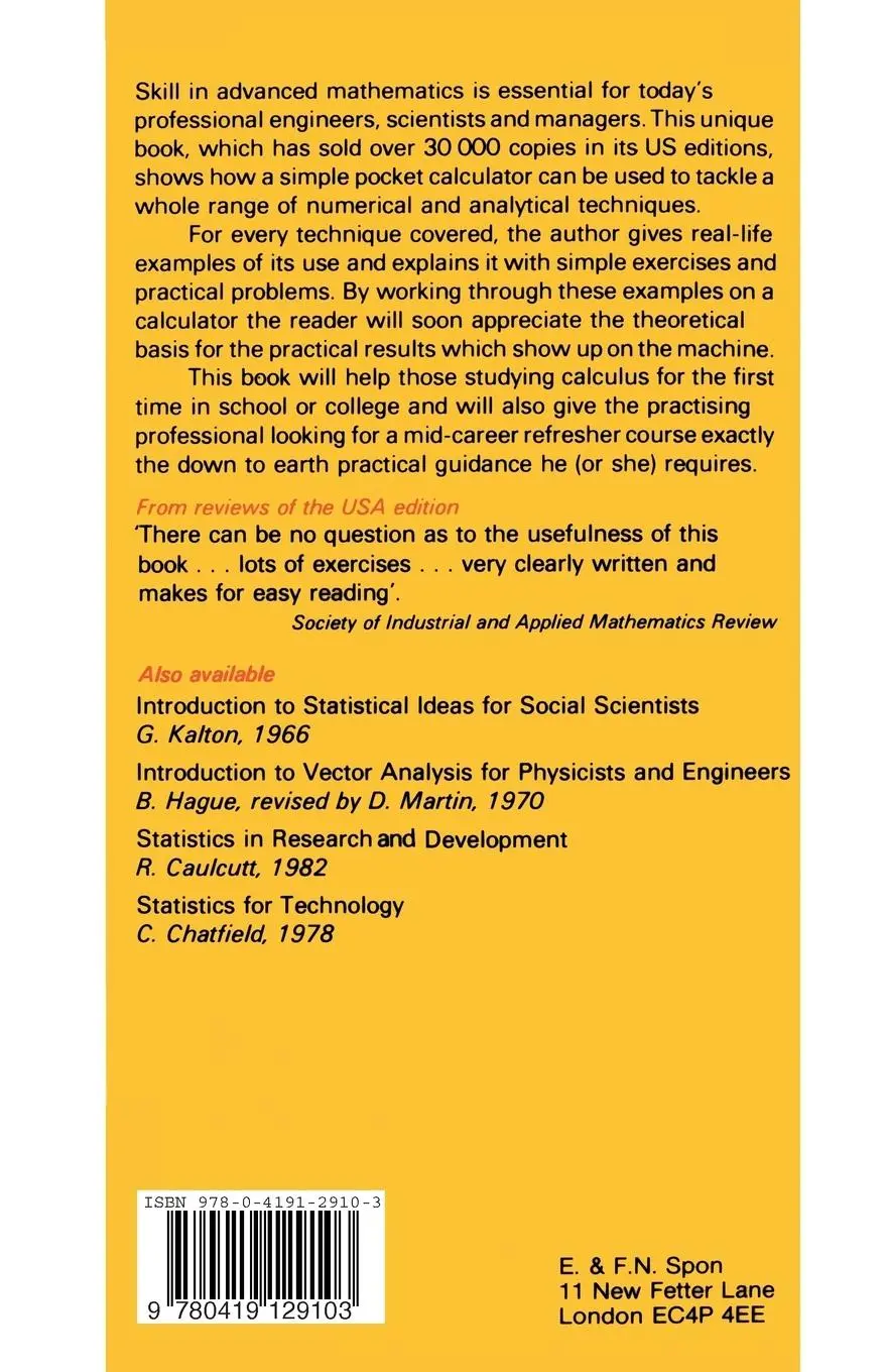 Rückseite: 9780419129103 | Calculator Calculus | G. Mccarty | Taschenbuch | xiv | Englisch | 1982