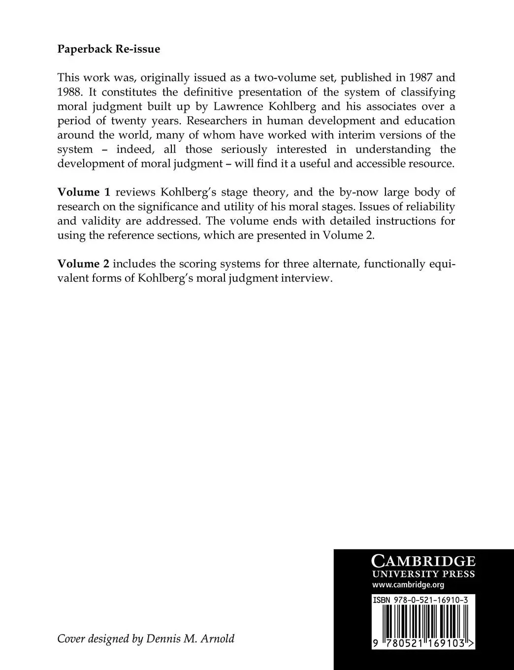 Rückseite: 9780521169103 | The Measurement of Moral Judgment | Colby Anne (u. a.) | Taschenbuch