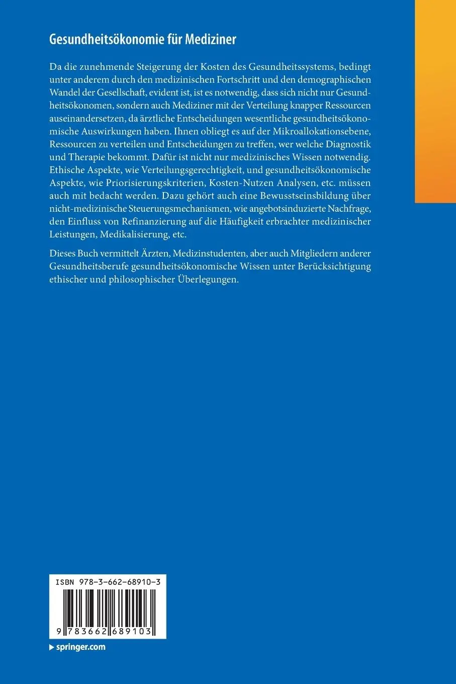 Rückseite: 9783662689103 | Gesundheitsökonomie für Mediziner | Gabriele Halwachs-Baumann | Buch