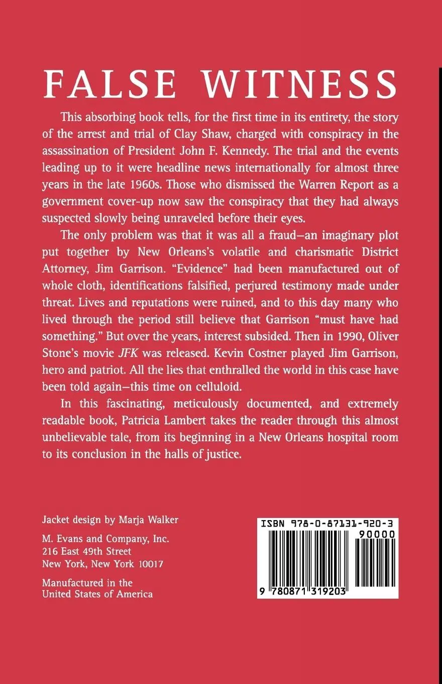 Rückseite: 9780871319203 | False Witness | Patricia Lambert | Taschenbuch | Englisch | 2000