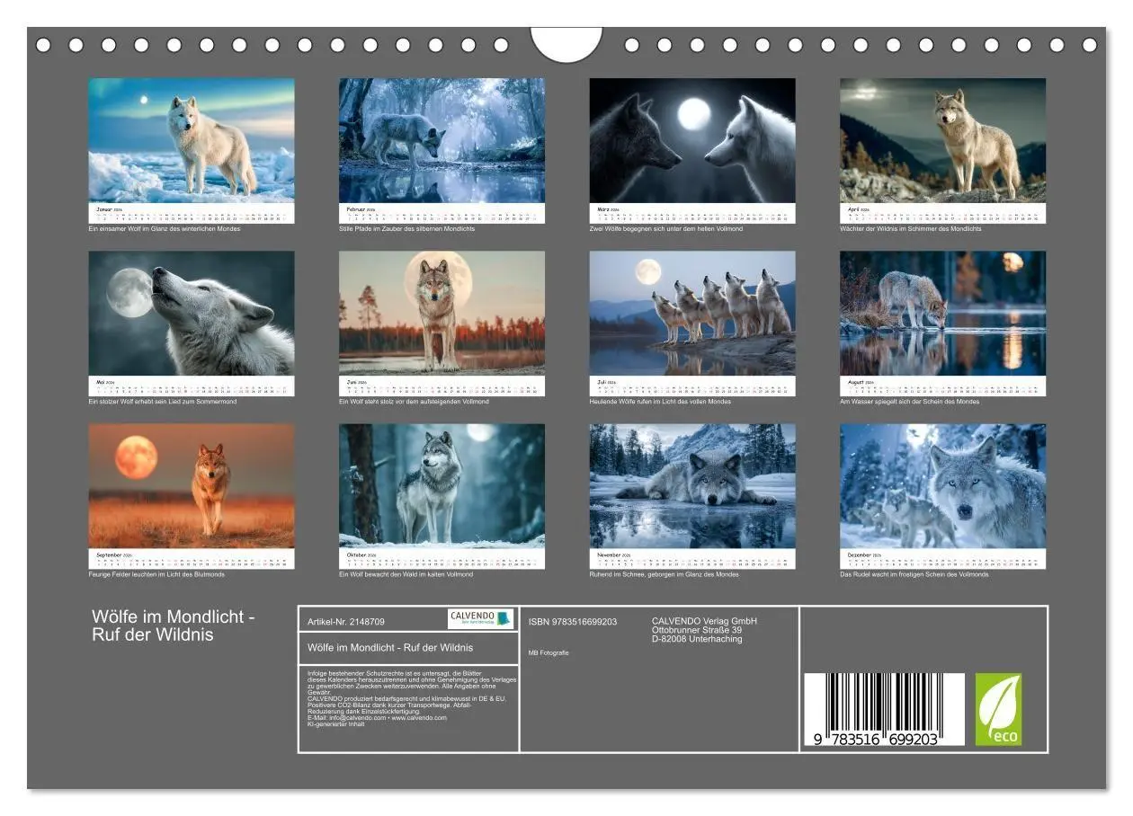 Bild: 9783516699203 | Wölfe im Mondlicht - Ruf der Wildnis (Wandkalender 2026 DIN A4...