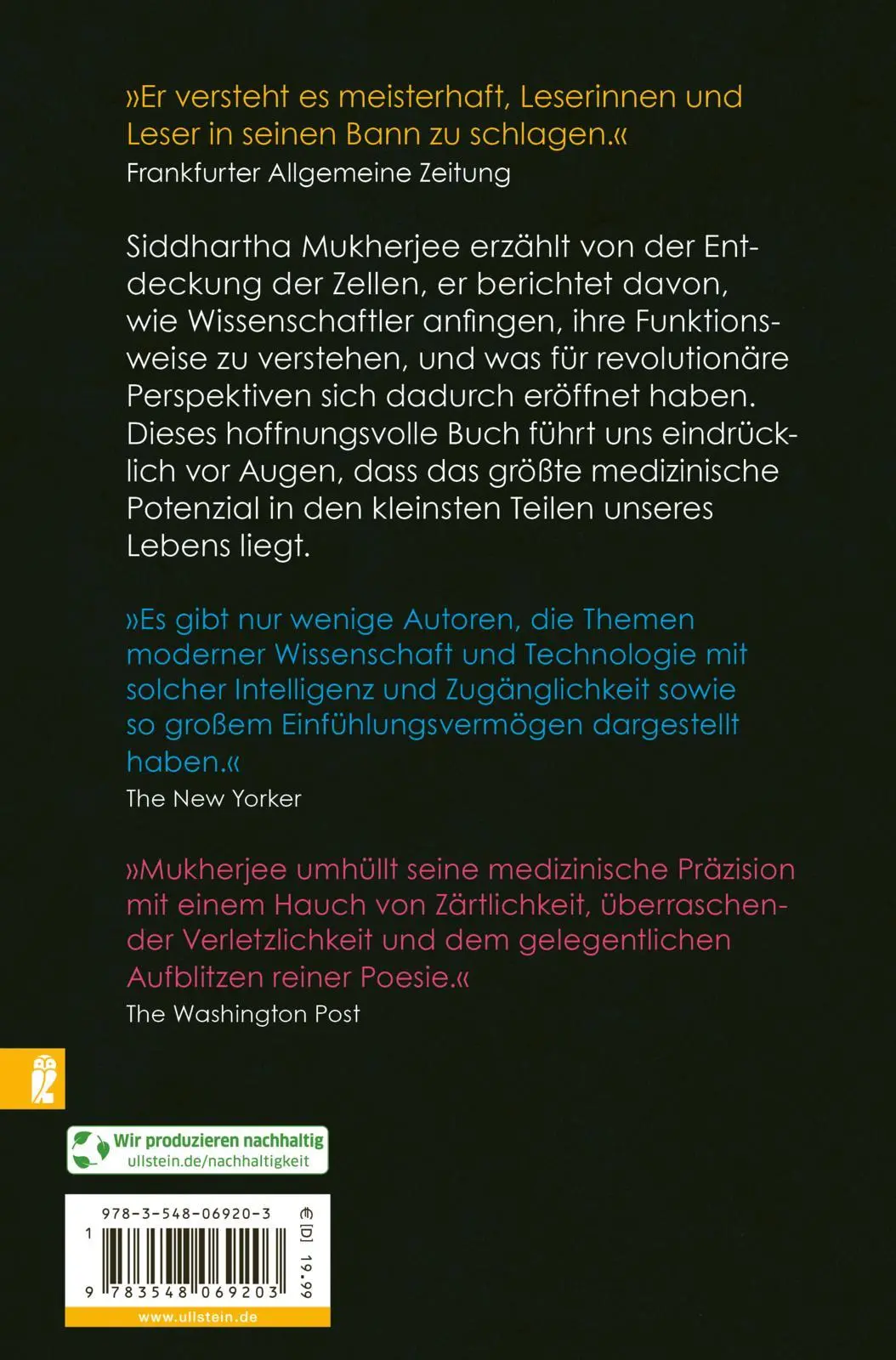 Rückseite: 9783548069203 | Das Lied der Zelle | Siddhartha Mukherjee | Taschenbuch | 672 S.