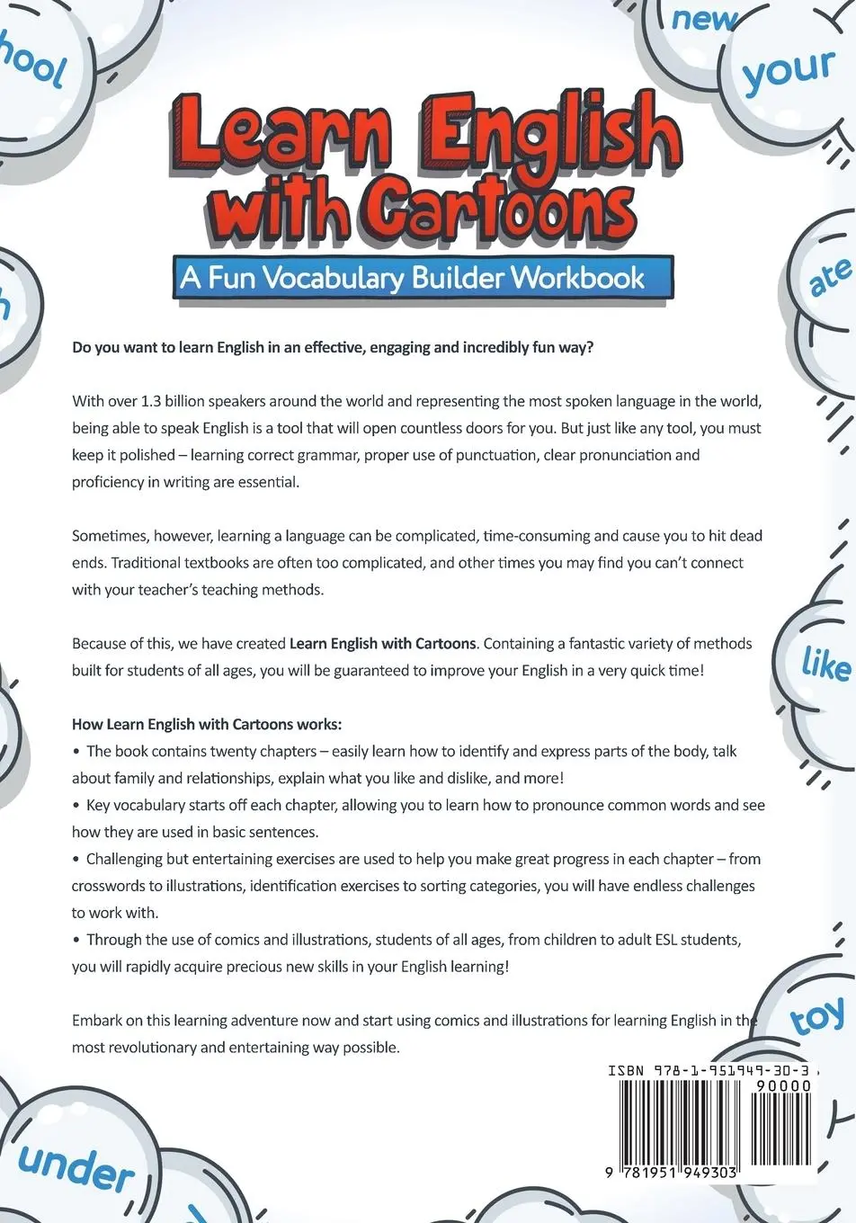 Rückseite: 9781951949303 | Learn English With Cartoons | A Fun Vocabulary Builder Workbook | Buch