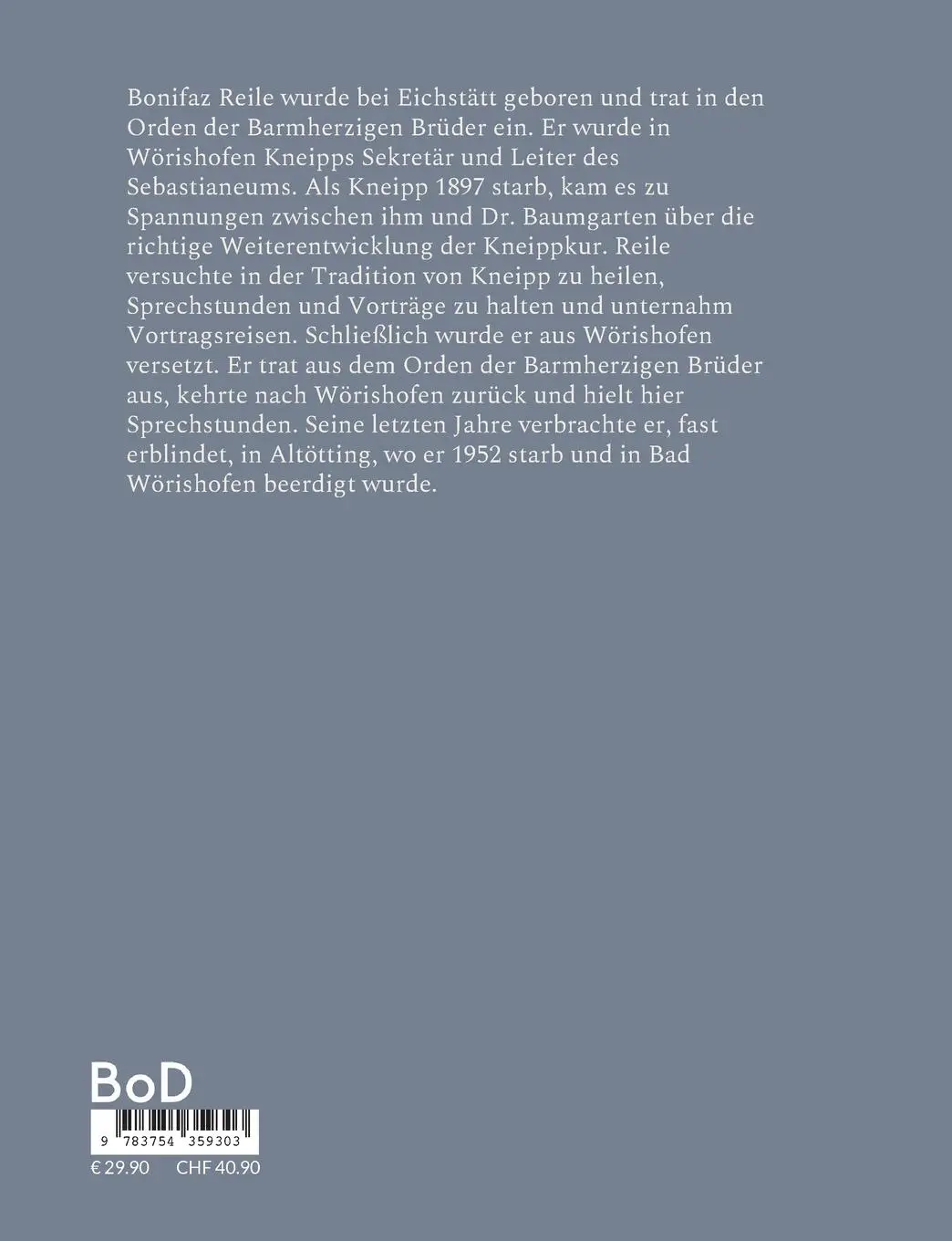 Rückseite: 9783754359303 | Bonifaz Reile | Kneipps Nachfolger | Alois Epple (u. a.) | Taschenbuch