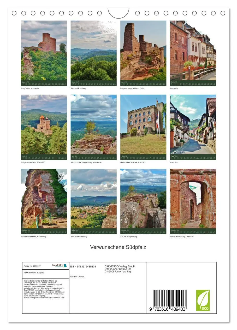Bild: 9783516439403 | Verwunschene Südpfalz (Wandkalender 2026 DIN A4 hoch), CALVENDO...