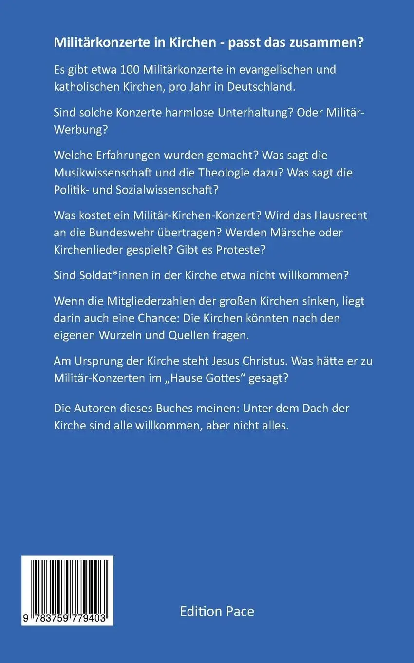 Rückseite: 9783759779403 | Militärkonzerte in Kirchen? | Antony Spiri (u. a.) | Taschenbuch