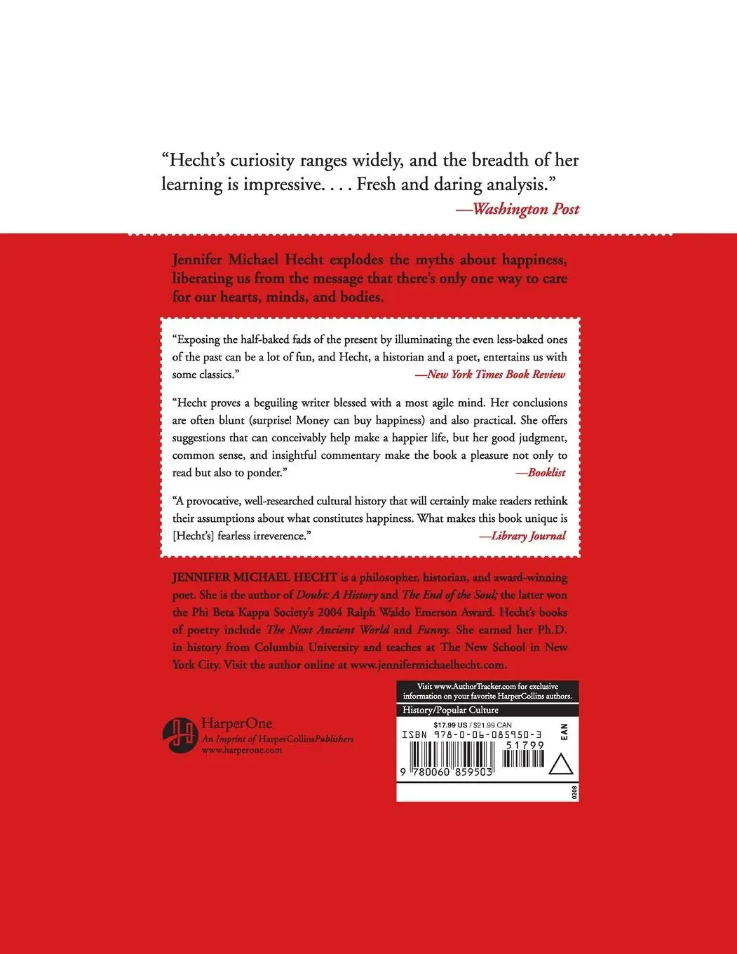 Rückseite: 9780060859503 | The Happiness Myth | Jennifer Michael Hecht | Taschenbuch | Englisch