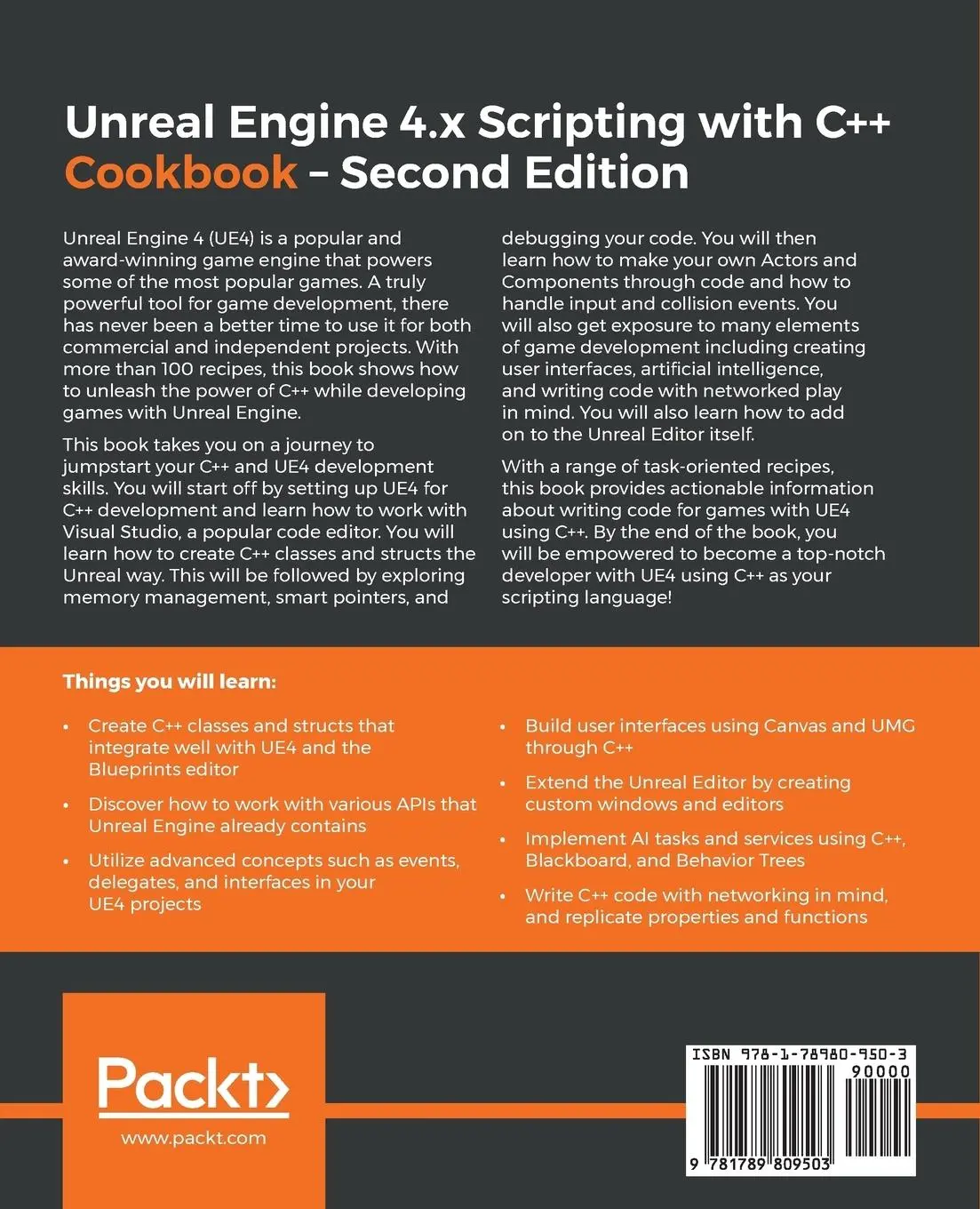 Rückseite: 9781789809503 | Unreal Engine 4.x Scripting with C++ Cookbook - Second edition | Doran