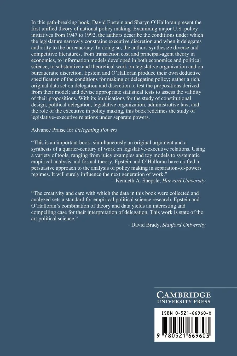 Rückseite: 9780521669603 | Delegating Powers | David Epstein (u. a.) | Taschenbuch | Englisch