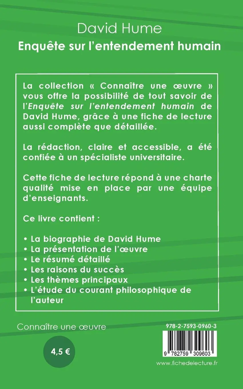 Fiche de lecture Enquête sur l'entendement... - Cellestria