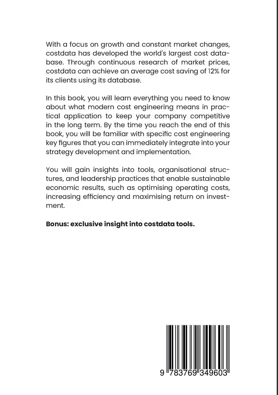 Rückseite: 9783769349603 | Modern Cost Engineering (intern. Version) | Frank Weinert | Buch