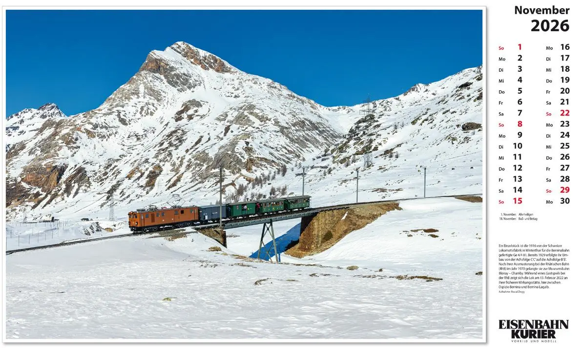 Bild: 9783844659603 | Alpenbahnen 2026 | Kalender | 13 S. | Deutsch | 2026 | EK-Verlag