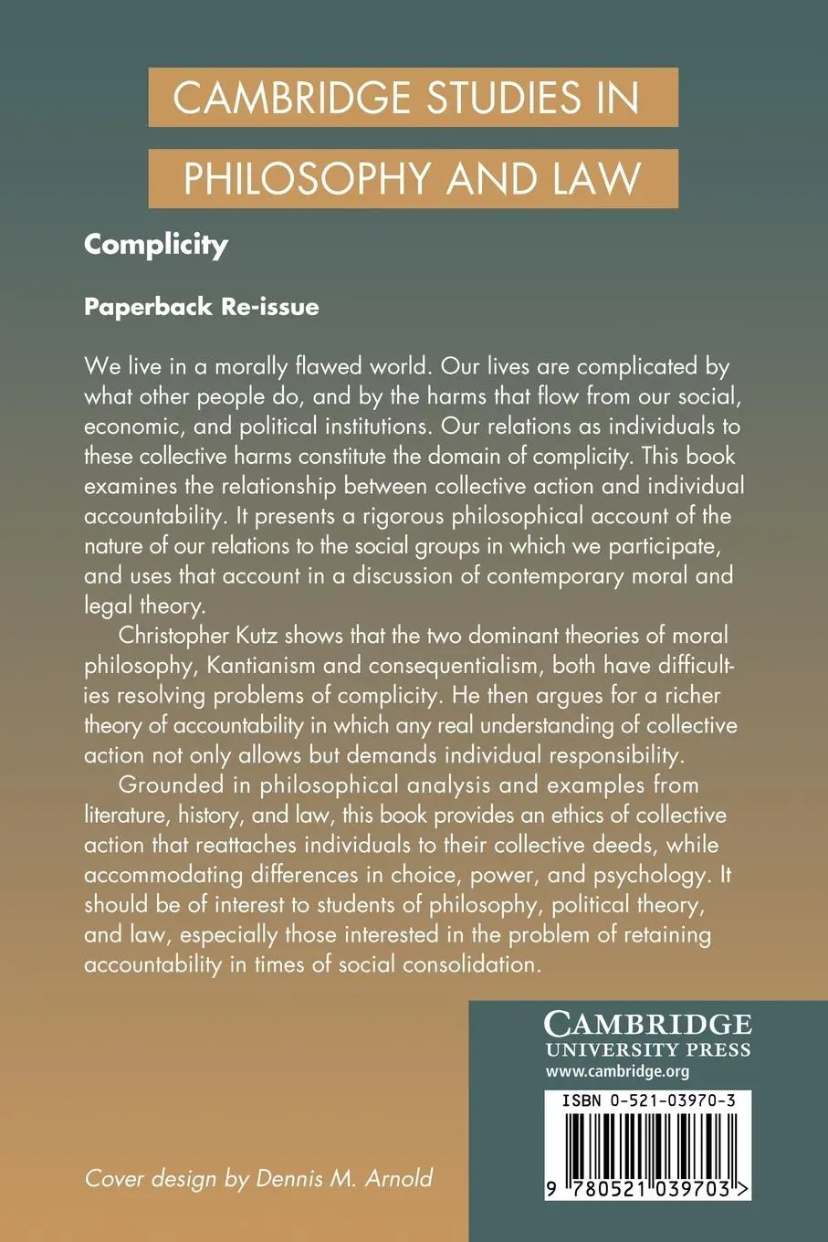 Rückseite: 9780521039703 | Complicity | Ethics and Law for a Collective Age | Christopher Kutz