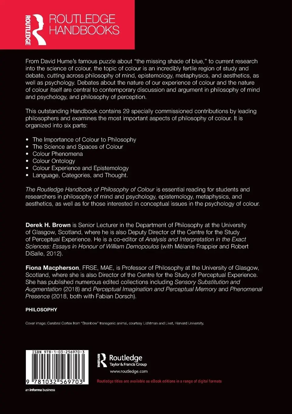 Rückseite: 9781032569703 | The Routledge Handbook of Philosophy of Colour | Brown (u. a.) | Buch