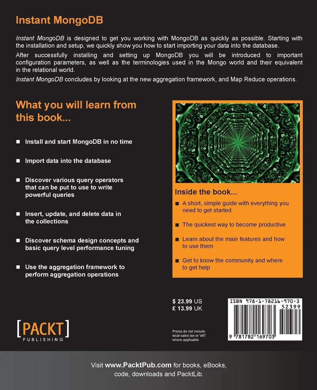 Rückseite: 9781782169703 | Instant MongoDB | Amol Nayak | Taschenbuch | Kartoniert / Broschiert