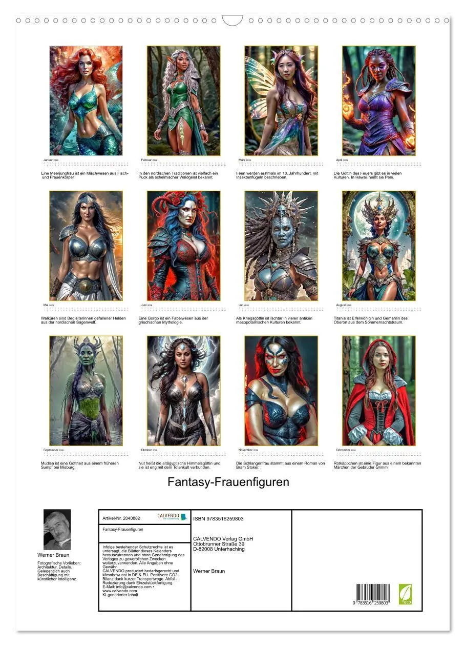 Bild: 9783516259803 | Fantasy-Frauenfiguren (Wandkalender 2026 DIN A2 hoch), CALVENDO...