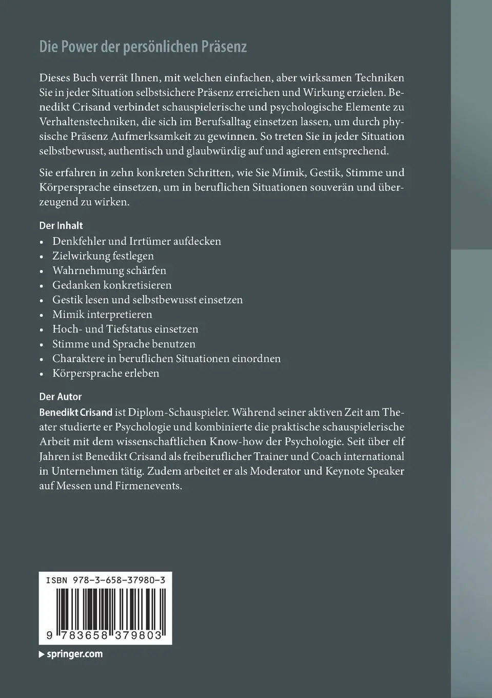 Rückseite: 9783658379803 | Die Power der persönlichen Präsenz | Benedikt Crisand | Taschenbuch