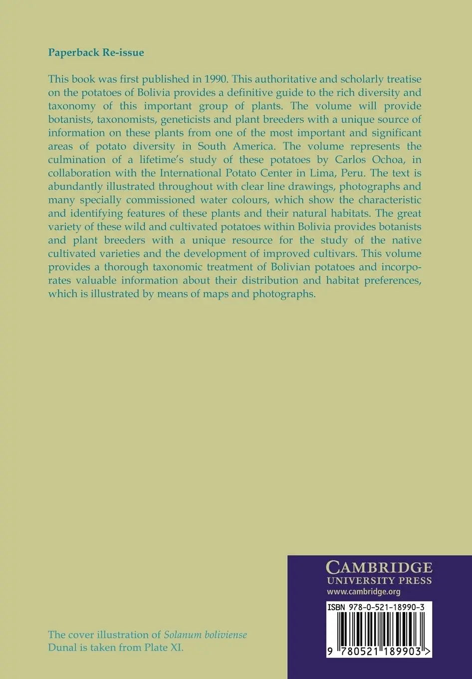 Rückseite: 9780521189903 | The Potatoes of South America | Bolivia | Carlos M. Ochoa | Buch