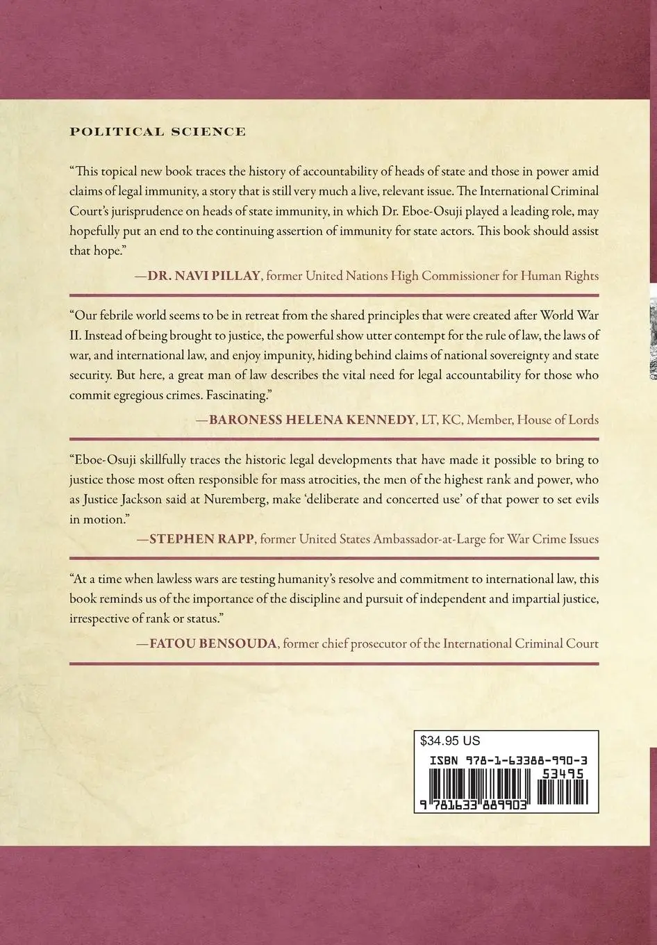 Rückseite: 9781633889903 | End of Immunity | Chile Eboe-Osuji | Buch | Prometheus (Rowman) | 2024