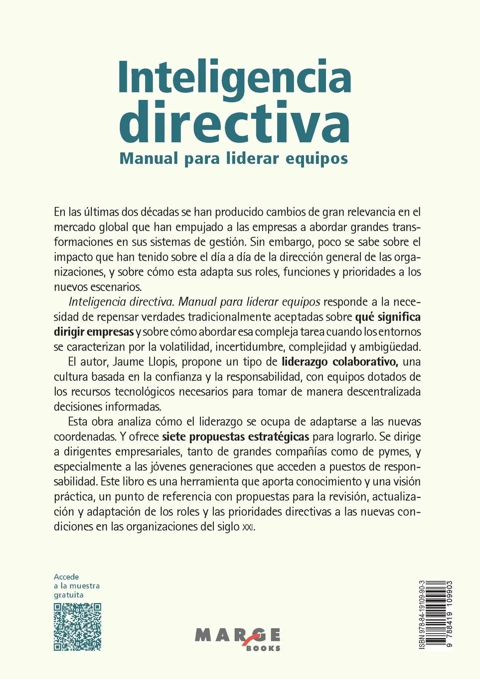 Rückseite: 9788419109903 | Inteligencia directiva | Manual para liderar equipos | Casellas | Buch