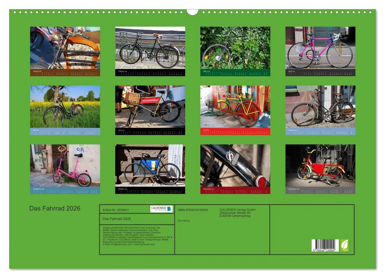 Bild: 9783516120004 | Das Fahrrad 2026 (Wandkalender 2026 DIN A2 quer), CALVENDO...