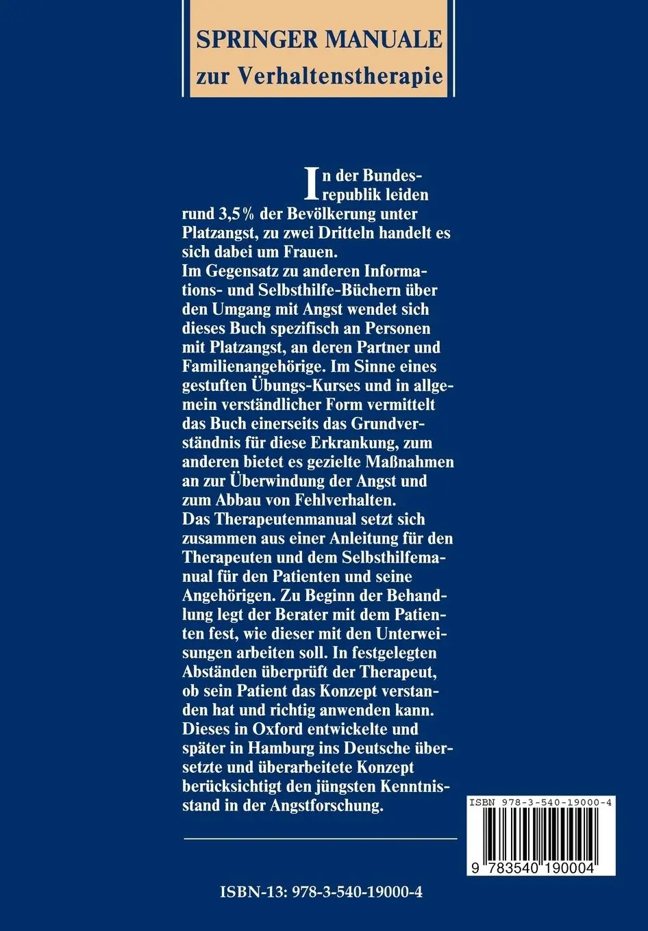 Rückseite: 9783540190004 | Agoraphobie | Andrew Mathews (u. a.) | Taschenbuch | xxxiv | Deutsch