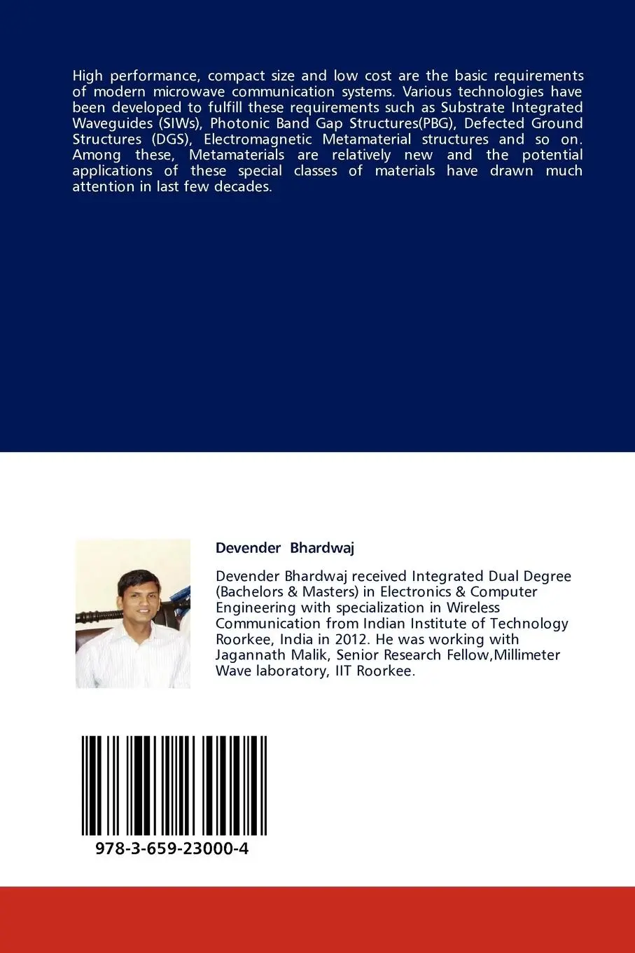 Rückseite: 9783659230004 | L-Band Metamaterial Microstrip Antenna | Devender Bhardwaj (u. a.)
