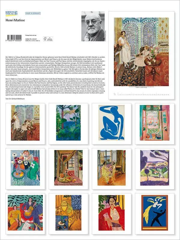 Bild: 9783819300004 | Matisse 2027 | Verlag Korsch | Kalender | 14 S. | Deutsch | 2027