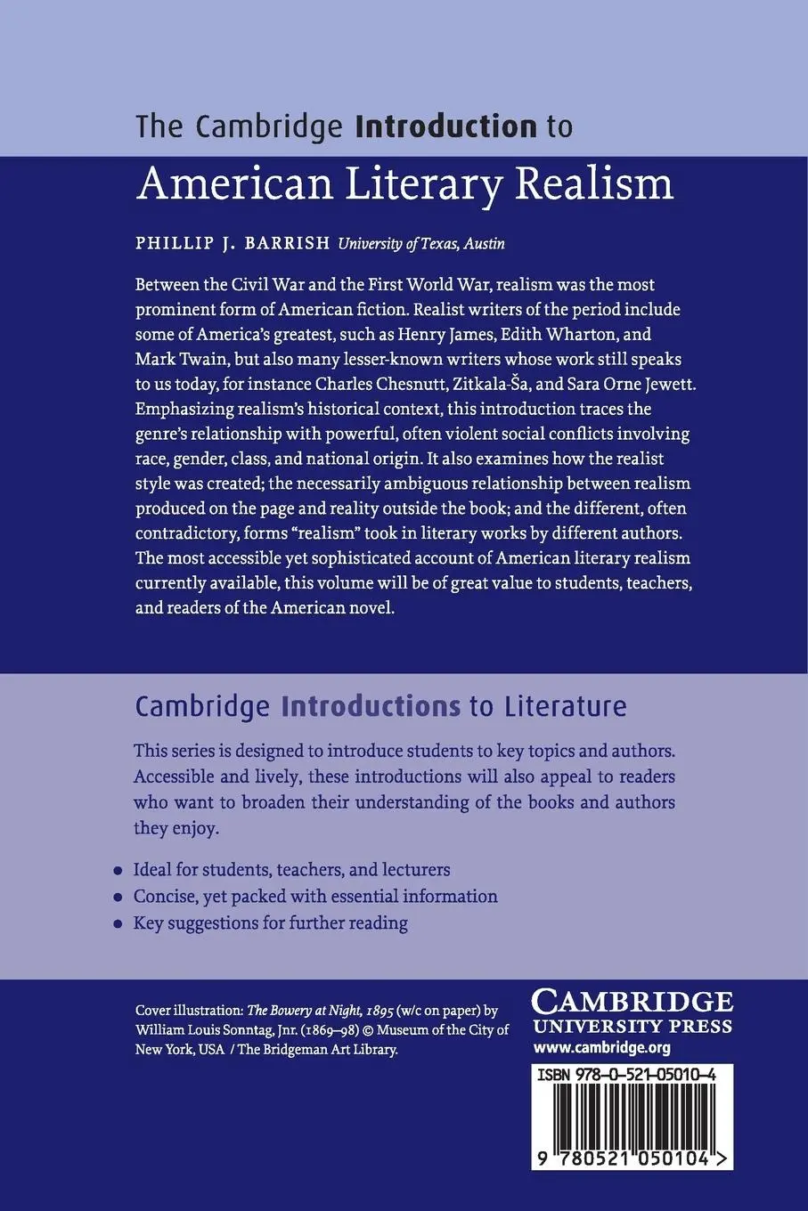 Rückseite: 9780521050104 | The Cambridge Introduction to American Literary Realism | Barrish