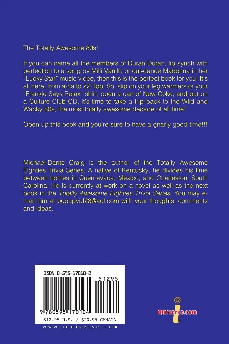Rückseite: 9780595170104 | The Totally Awesome 80s Pop Music Trivia Book | Michael-Dante Craig