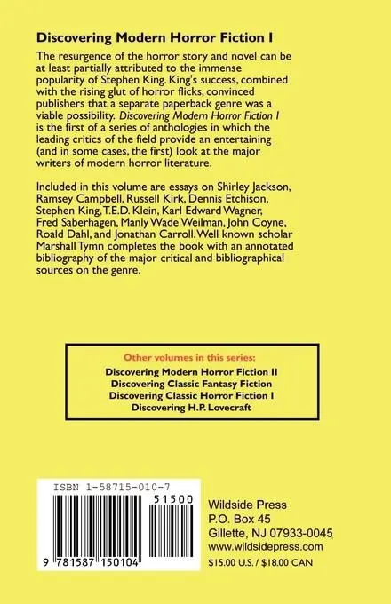 Rückseite: 9781587150104 | Discovering Modern Horror Fiction 1 | Darrell Schweitzer | Taschenbuch