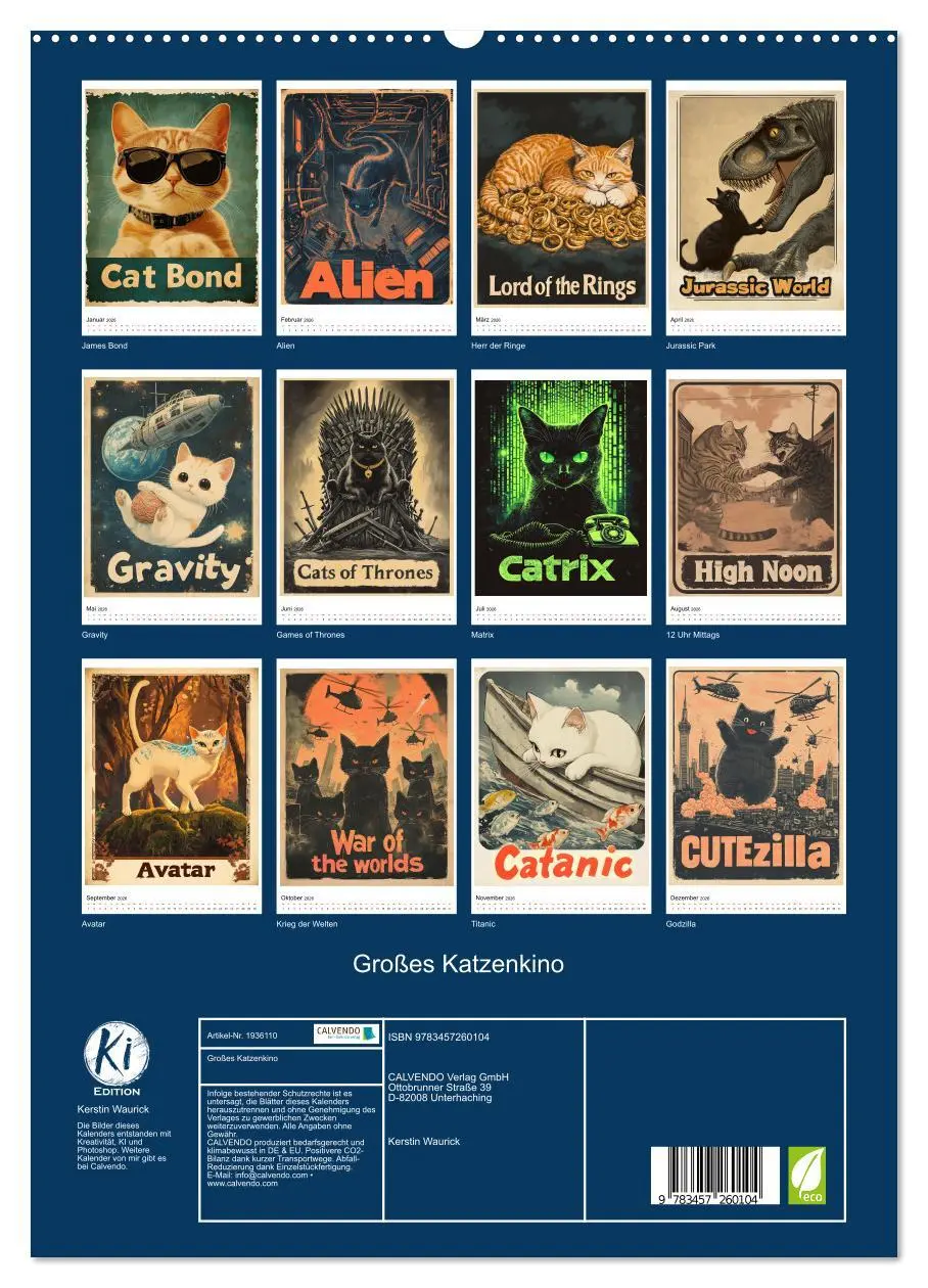 Bild: 9783457260104 | Großes Katzenkino (hochwertiger Premium Wandkalender 2026 DIN A2...