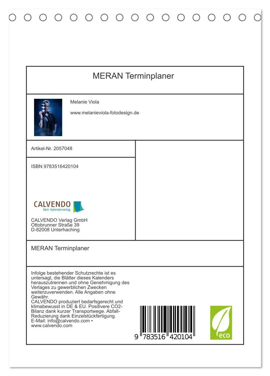 Bild: 9783516420104 | MERAN Terminplaner (Tischkalender 2026 DIN A5 hoch), CALVENDO...
