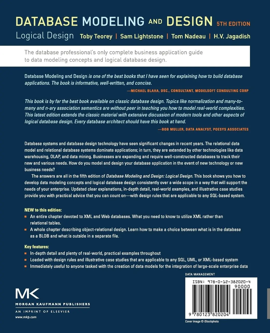 Rückseite: 9780123820204 | Database Modeling and Design | Logical Design | Toby J. Teorey (u. a.)